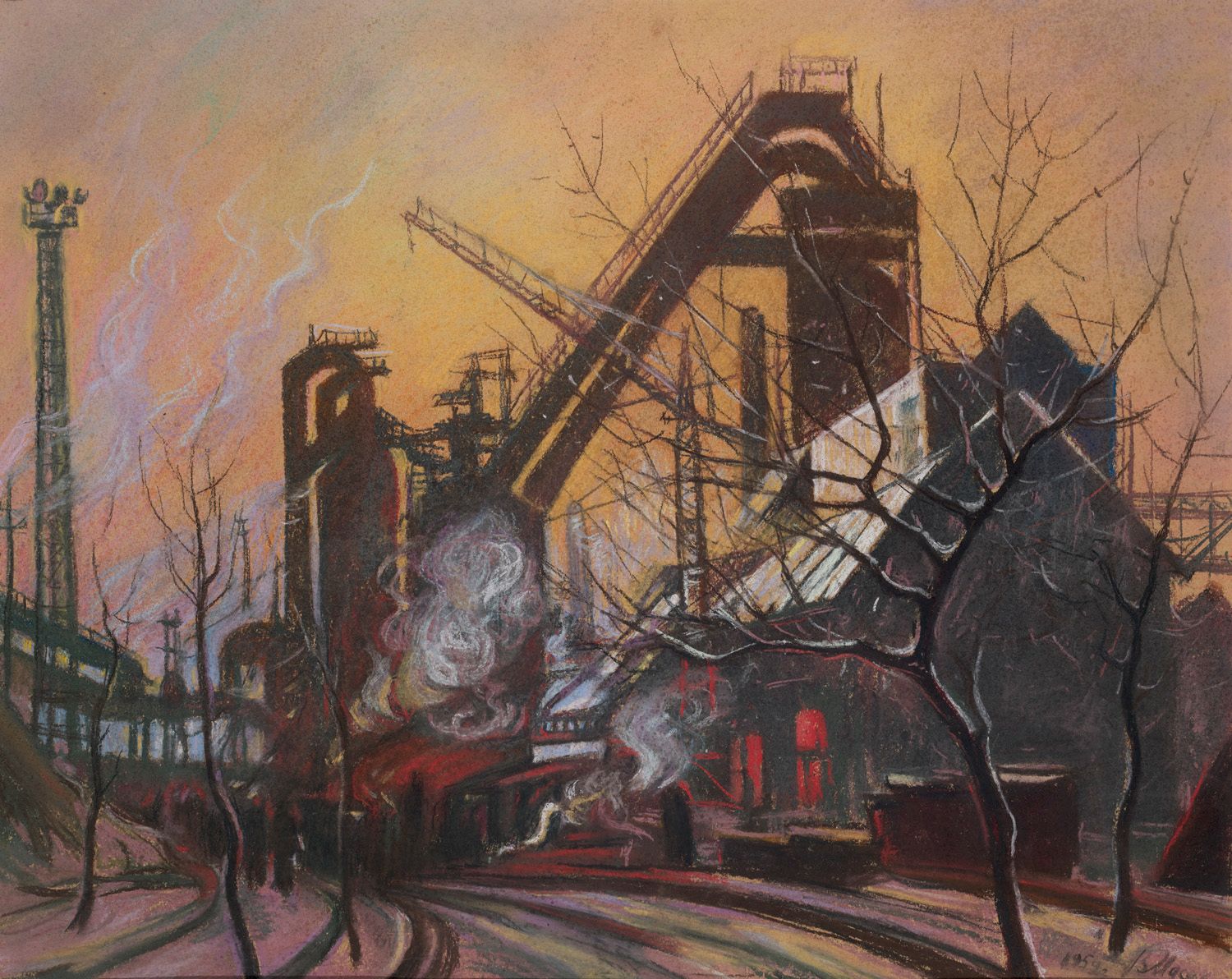 Masik, Vladimir Industrielandschaft in Abendsonne (= Zaporizhstal). 1959. Pastel&hellip;