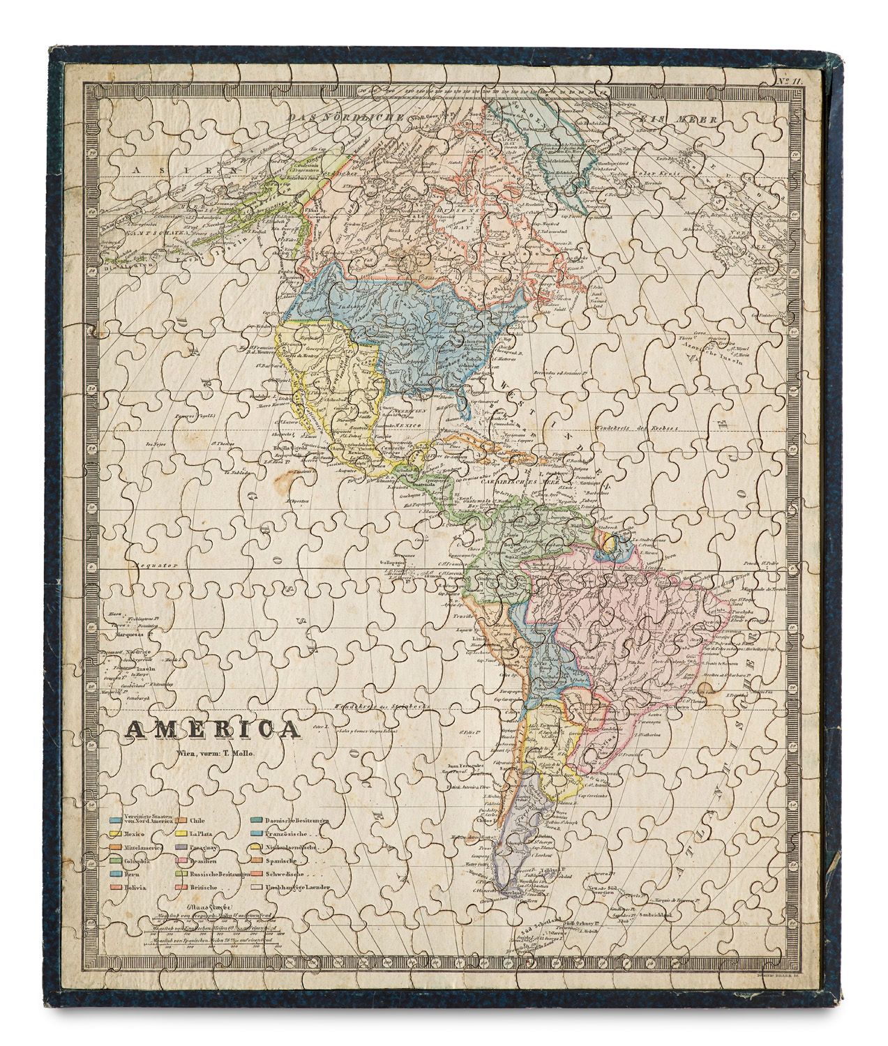 Trentsensky, M. America. Handkolorierte Kupferstichkarte von Nord- und Südamerik&hellip;