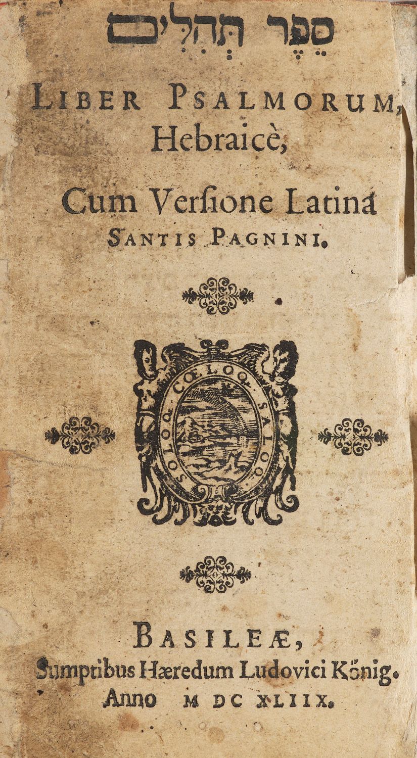 Liber psalmorum Hebraice, cum versione Latina Santis Pagnini. Mit Holzschnitt-Dr&hellip;