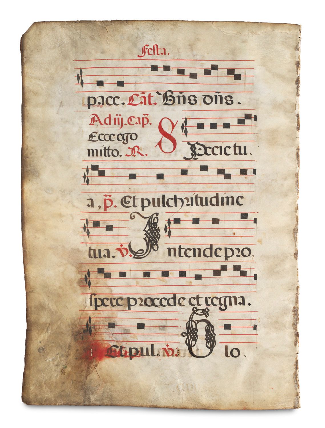 Antiphonarblatt auf Pergament in schwarzer Tinte mit Quadratnoten. Rot rubrizier&hellip;
