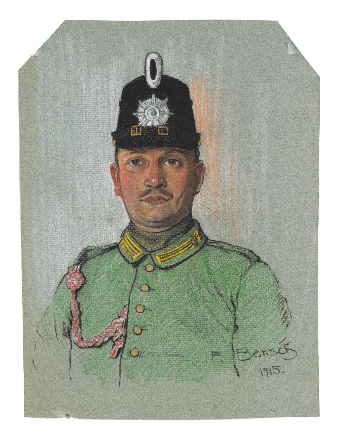 Bersch, Fritz Porträt eines Mitglieds der Garde-Maschinengewehr-Abteilung. 1915.&hellip;