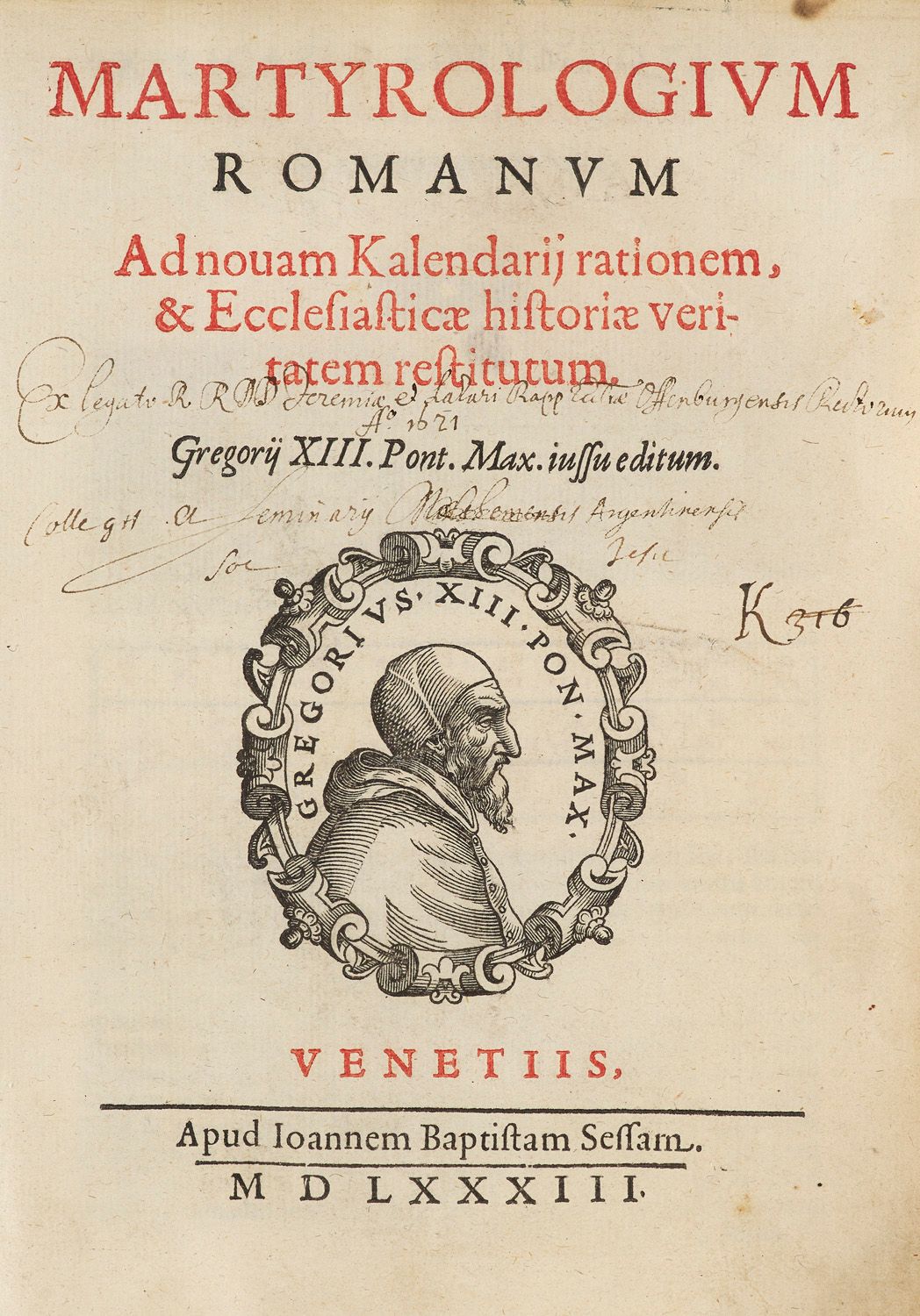 Martyrologium Romanum. Ad novam Kalendarij rationem, & Ecclesiasticae historiae &hellip;