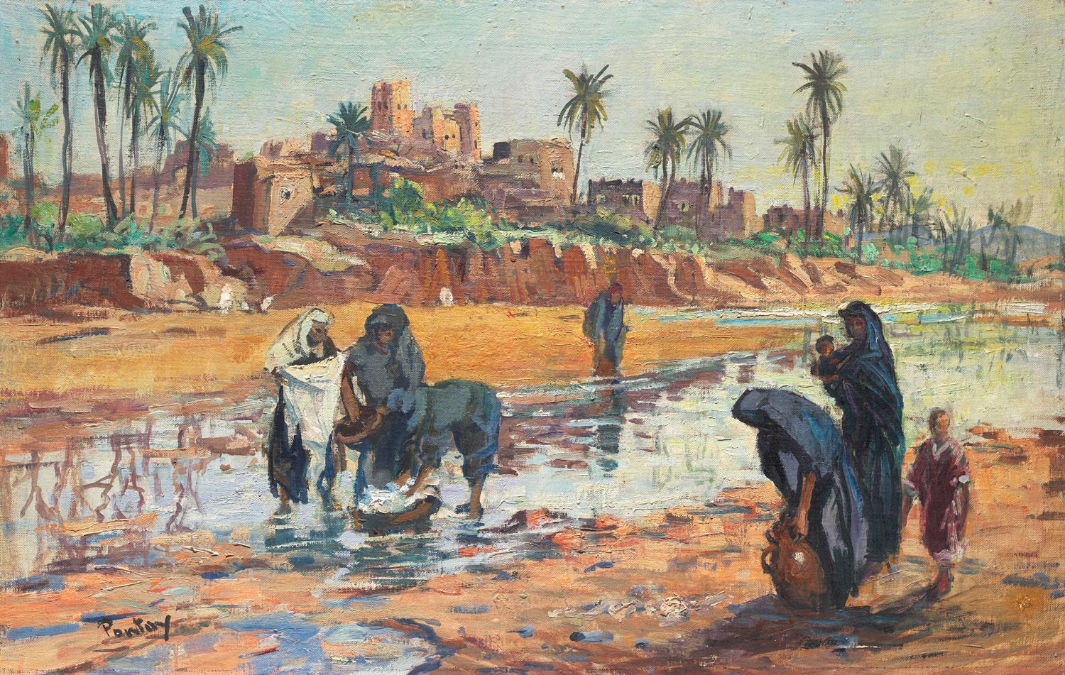 Pontoy, Henry Jean Ksar im südlichen Marokko. Um 1930. Öl auf Leinwand, ganzfläc&hellip;