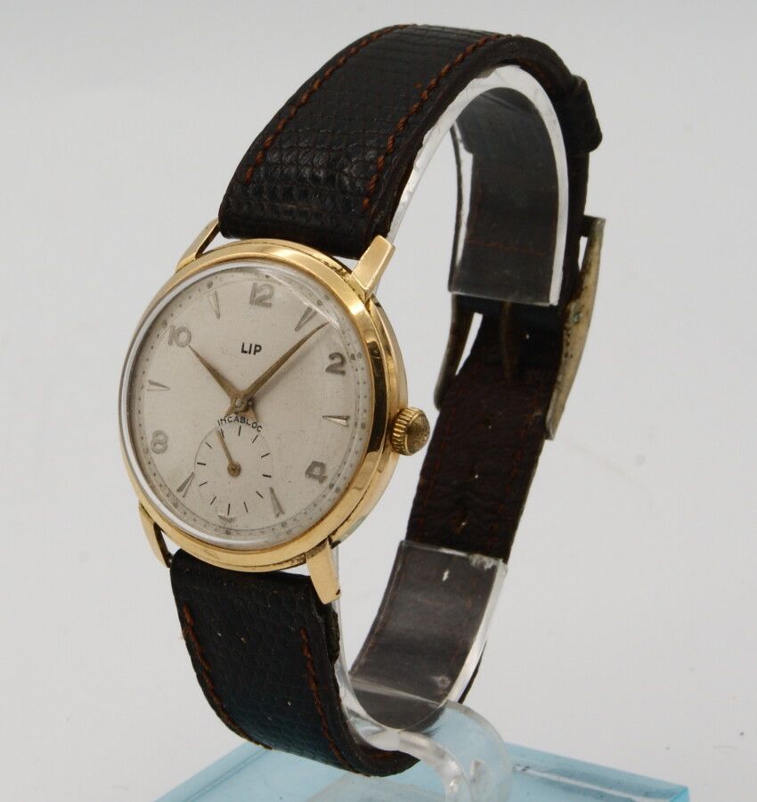 Null Lip-Armbanduhr aus 18 Karat Gelbgold. Um 1950. Handaufzugwerk R 25. Incablo&hellip;
