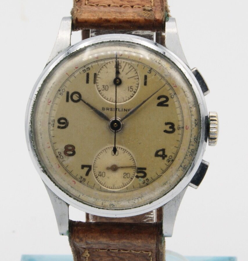 Null Armbanduhr Chronograph Stahl Breitling. Ca. 1960. Kaliber Venus 170 mit Han&hellip;