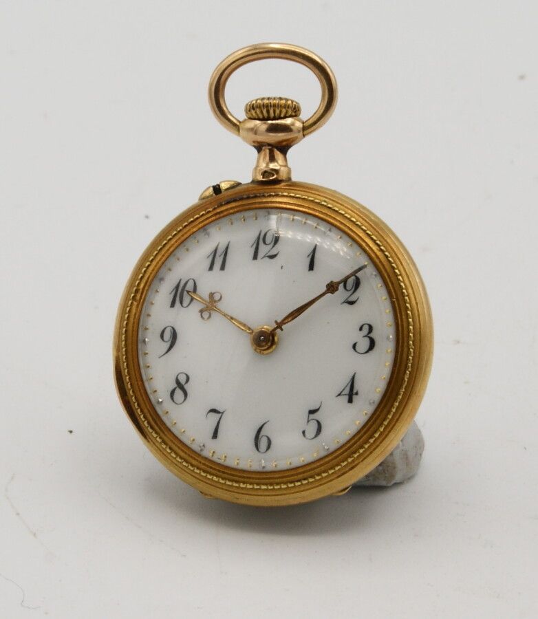 Null Neck watch in 18K gold About 1900. Cylinder movement. White enamel dial wit&hellip;