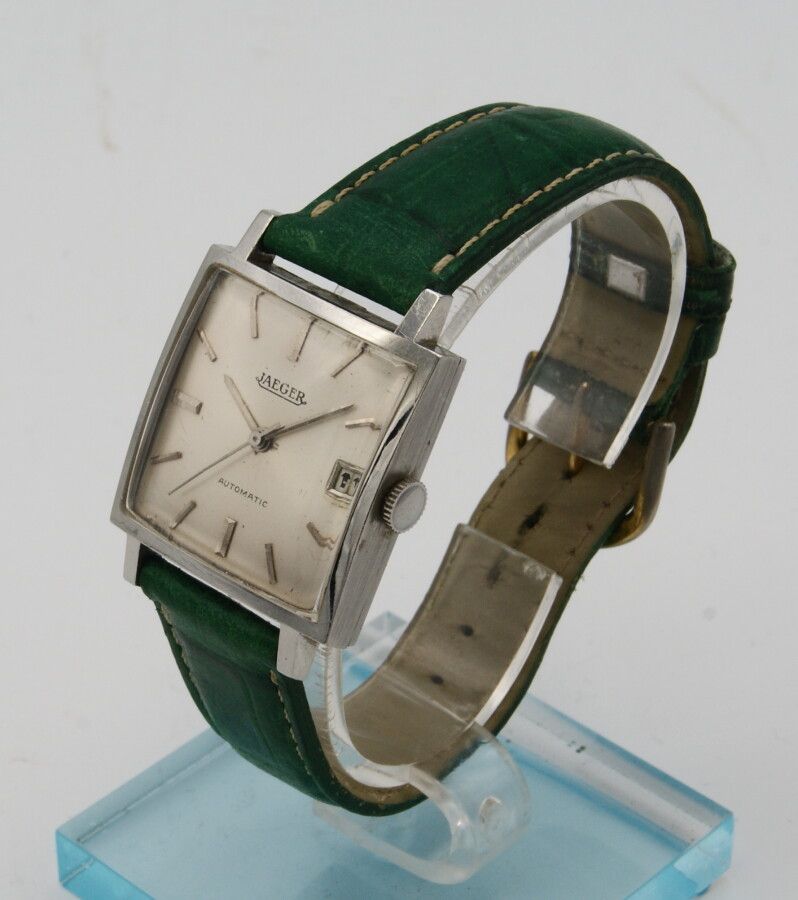 Null Jaeger Armbanduhr aus Stahl. Um 1970. Uhrwerk mit Automatikaufzug, auf dem &hellip;