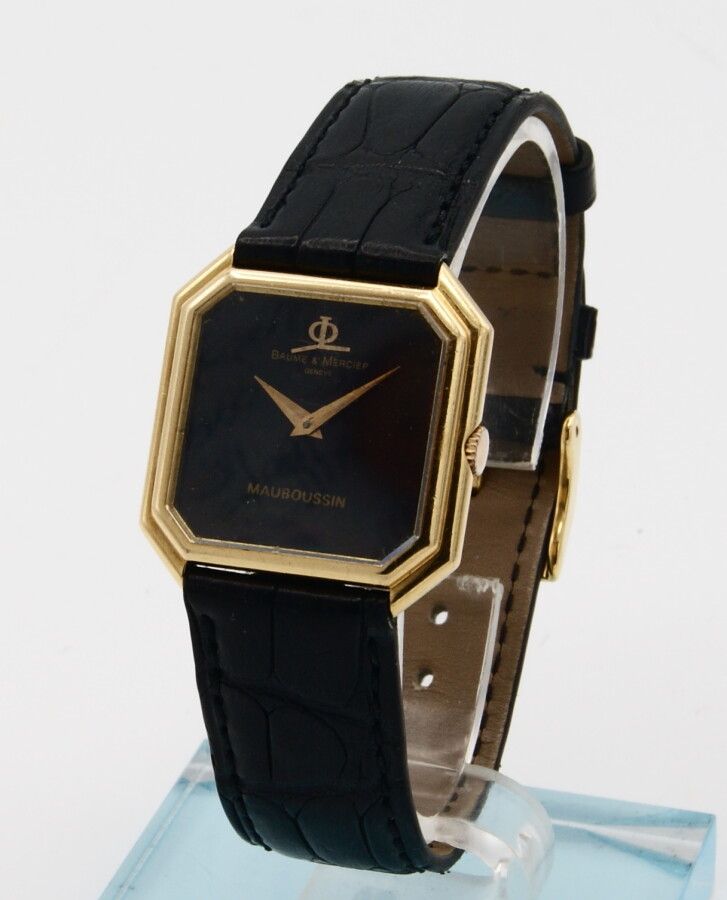 Null Baume & Mercier for Mauboussin的18K黄金女士腕表。约1980年。手动上链机芯，Caliber BM 775。黑色漆面表&hellip;