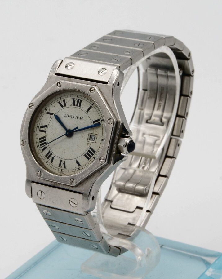 Null Cartier Santos Octagonal wristwatch. Automatic. About 1980. Steel case and &hellip;
