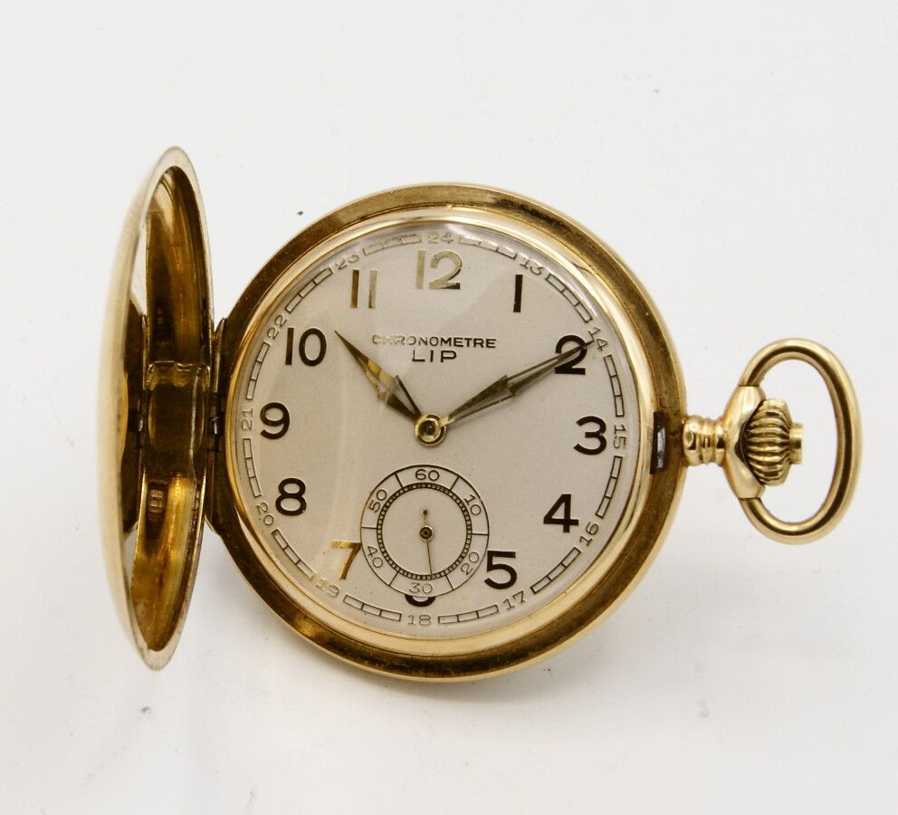 Null Pocket watch LIP savonnette. Extra-flat. In 18K yellow gold. Circa 1925. Ni&hellip;