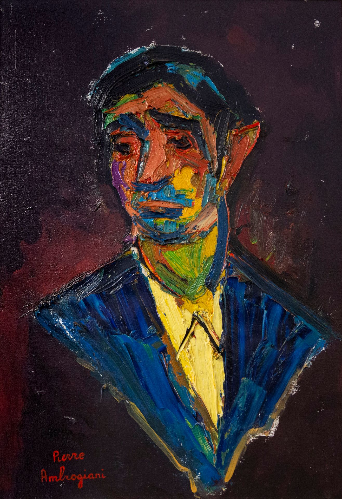 Null Pierre AMBROGIANI (1907-1985). "Portrait of Mauriceau". Oil on canvas signe&hellip;
