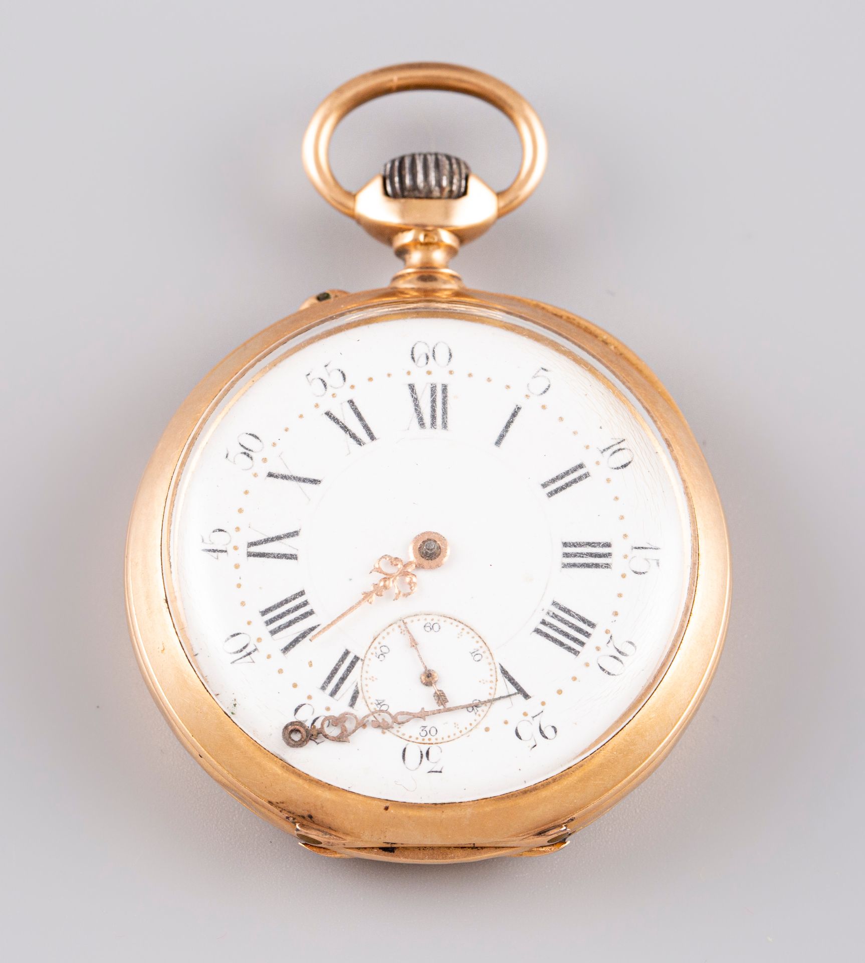 Null Montre de gousset en or jaune 18K 750°. Vendu en l'état. PB:86,90g (mouveme&hellip;