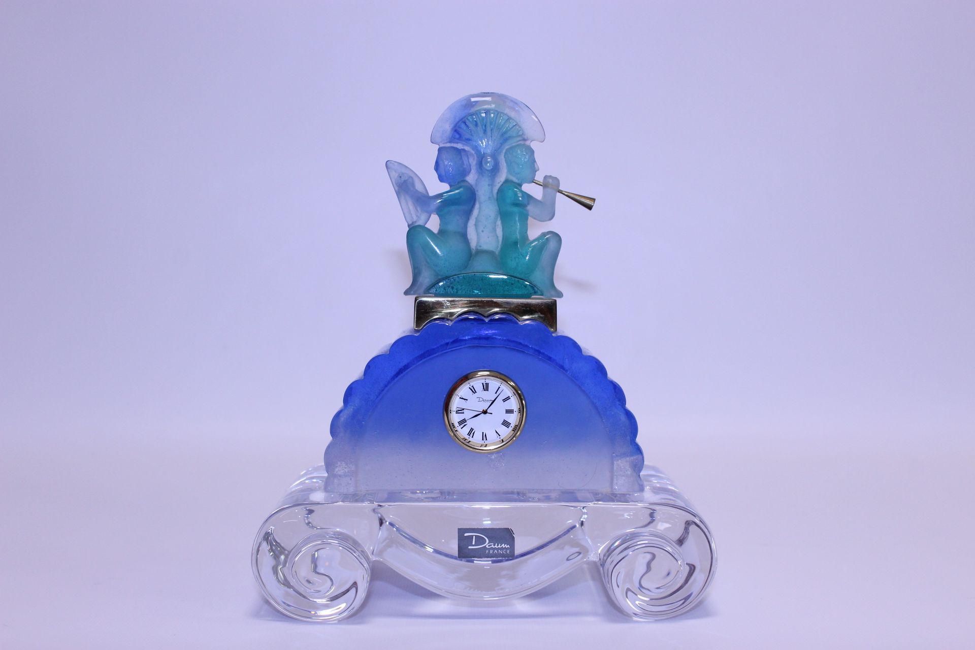 Null DAUM Francia. Precioso reloj de cristal y pasta de vidrio azul y verde con &hellip;