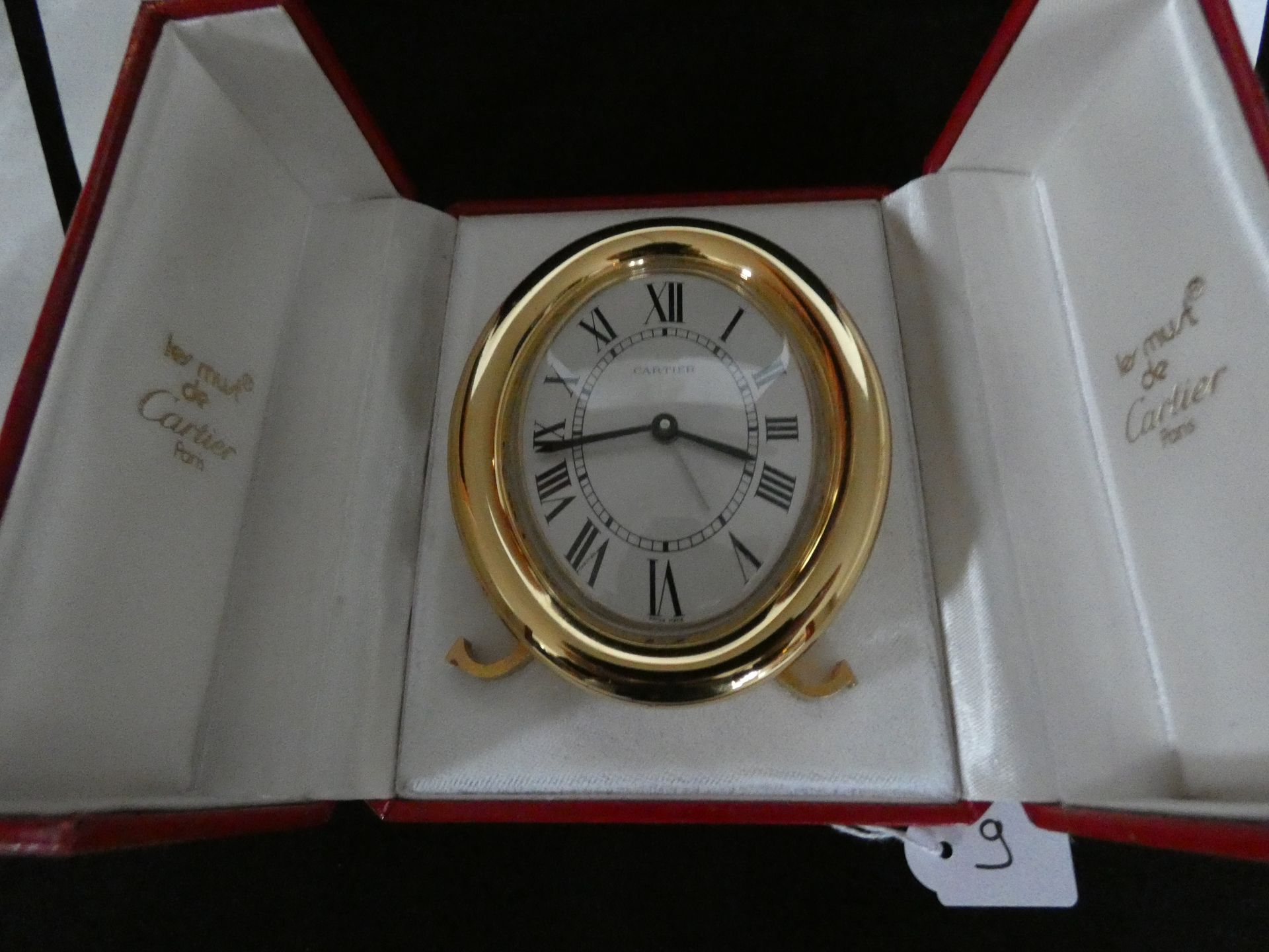 Null 1 CARTIER CLOCK BATHTUB MODEL IN BOX AND GOLD PLATE CERTIFICATE