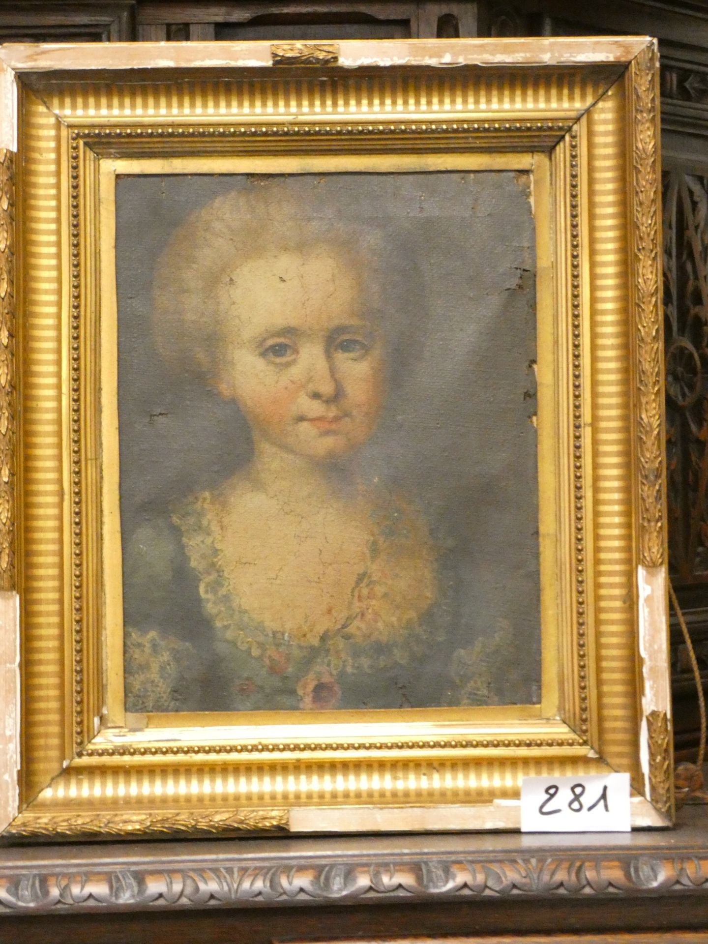 Null 1幅布面油画，优雅的女孩 十八世纪法国学校，将按原样修复 尺寸30/40厘米