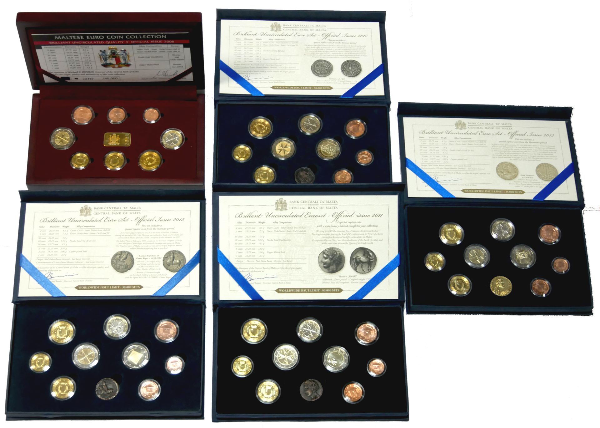 Null Malta -
 Lot of five sets including four complete sets of euros or are incl&hellip;
