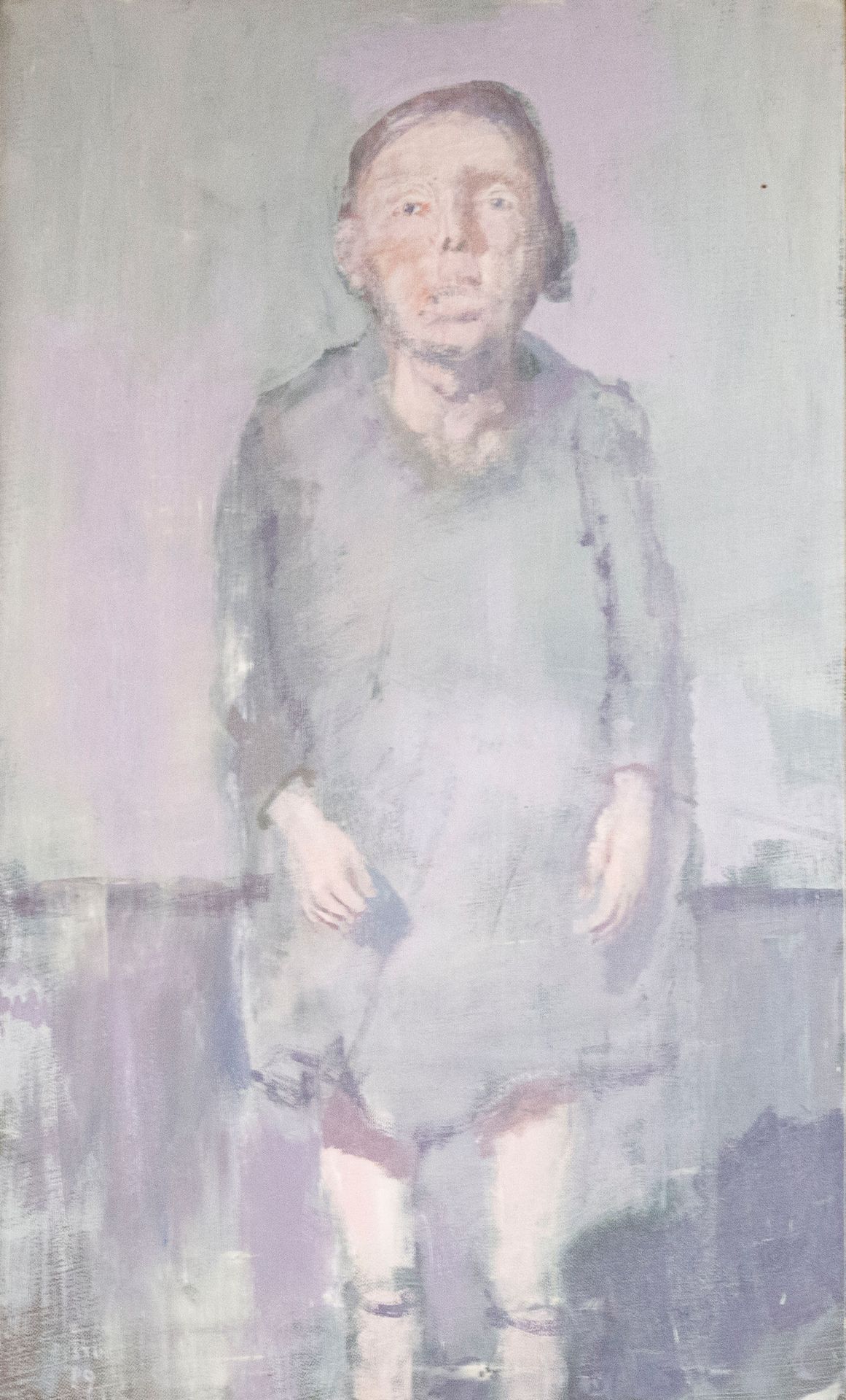 Null Jean RUSTIN (1928-2013). "Donna con camicetta grigia". Olio su tela firmato&hellip;