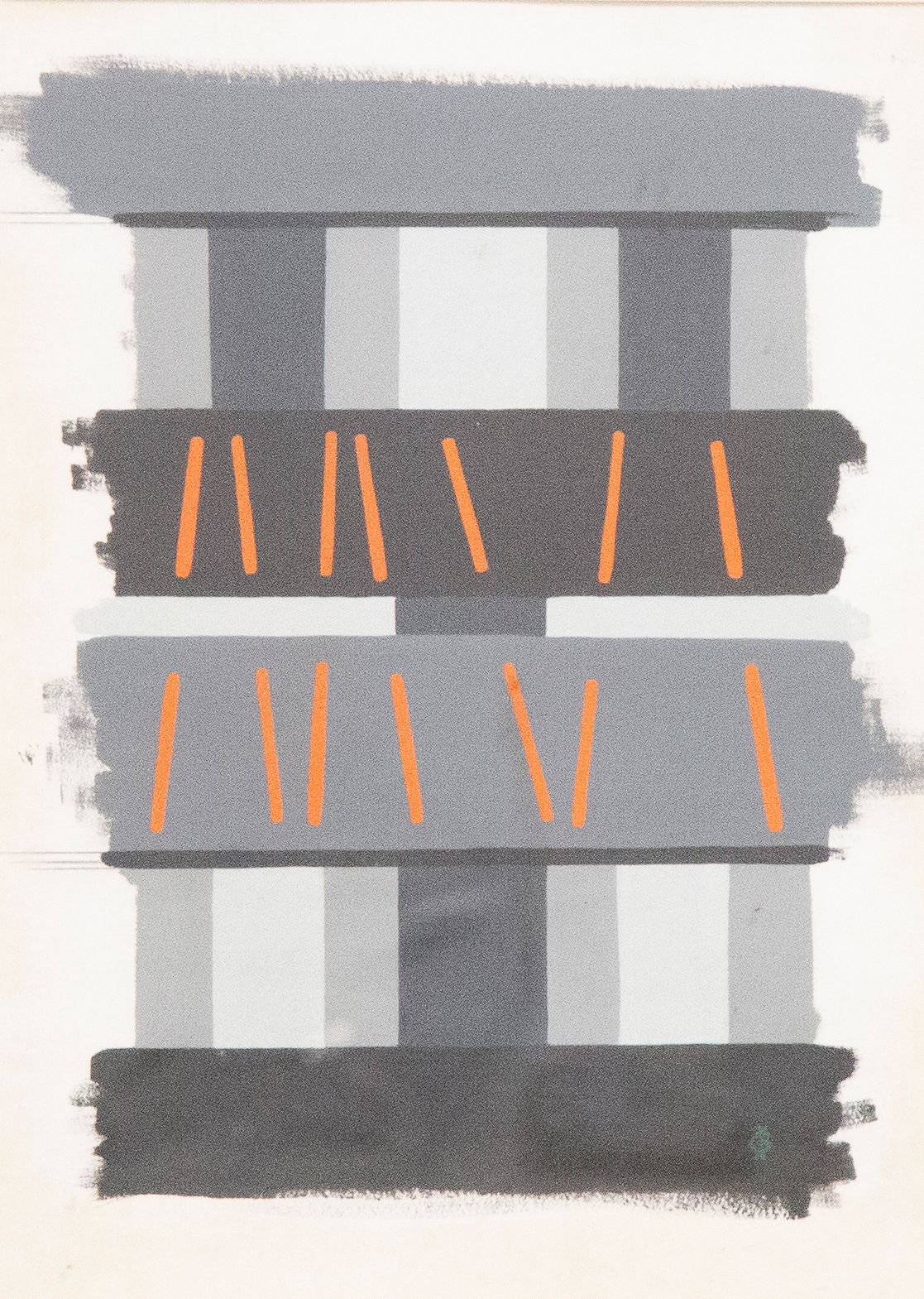 Null 加斯东-博盖茨（1921-2008 年）。"黑色、灰色和红色的抽象构图"。纸上丙烯，右下方有签名。视线 35x25.5厘米。