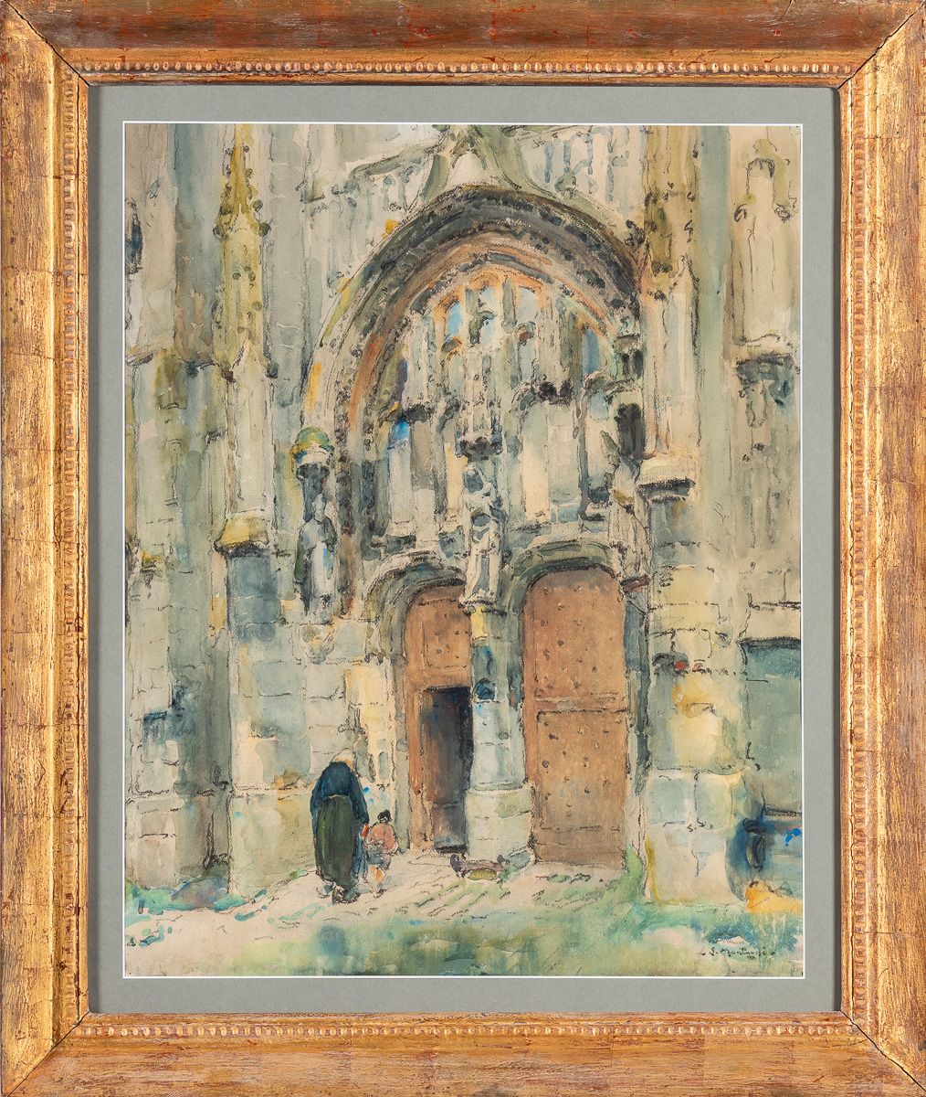 Null Louis Agricol MONTAGNE (1879-1960) : Le portail de l'église Saint Pierre à &hellip;