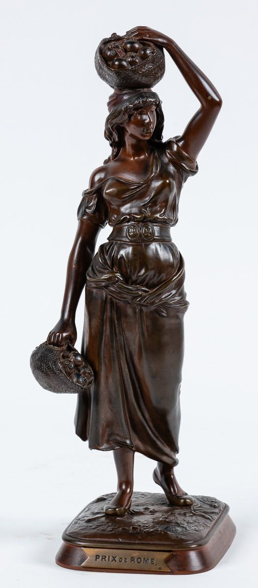 Null Jean-Didier DEBUT (1824 - 1893) : La porteuse de fruits. Sujet en bronze à &hellip;