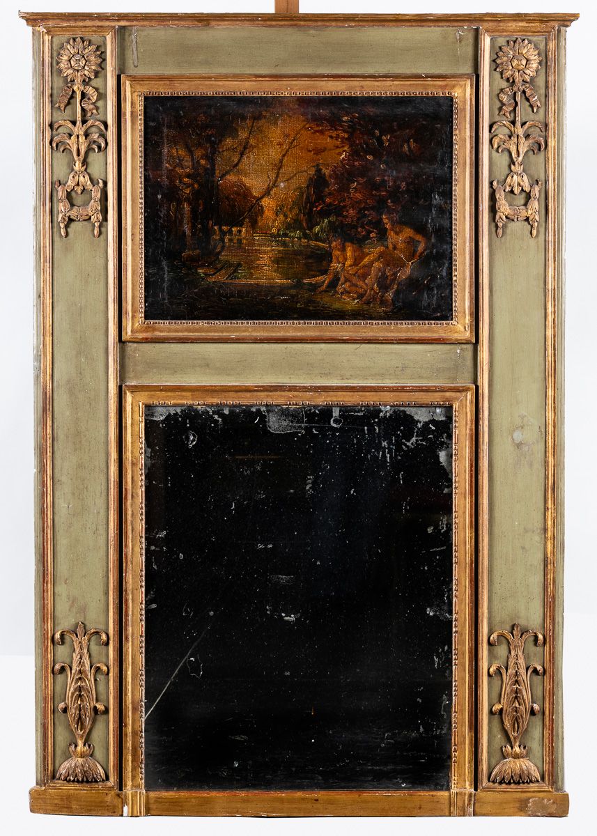 Null Trumeau d'époque Louis XVI de forme rectangulaire composé d'un miroir surmo&hellip;