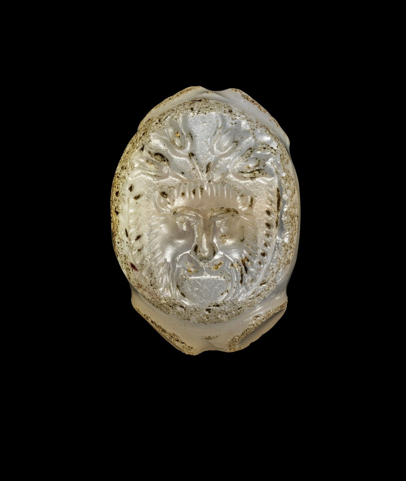 印章密封。萨珊王朝，公元3-6世纪，高1.5厘米，长2厘米。由玉髓制成