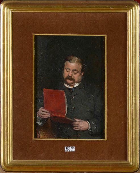 MANET ÉDOUARD (1832 - 1883) Huile sur panneau d'acajou "Homme regardant un carne&hellip;