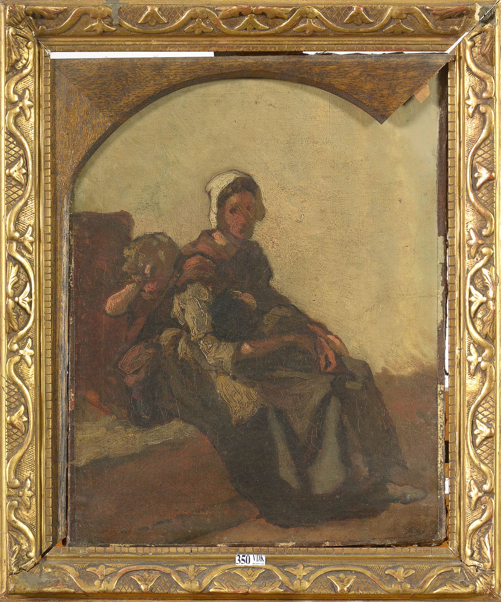 DE GROUX Charles (1825 - 1870). Attribué à. Huile sur toile marouflée sur toile &hellip;