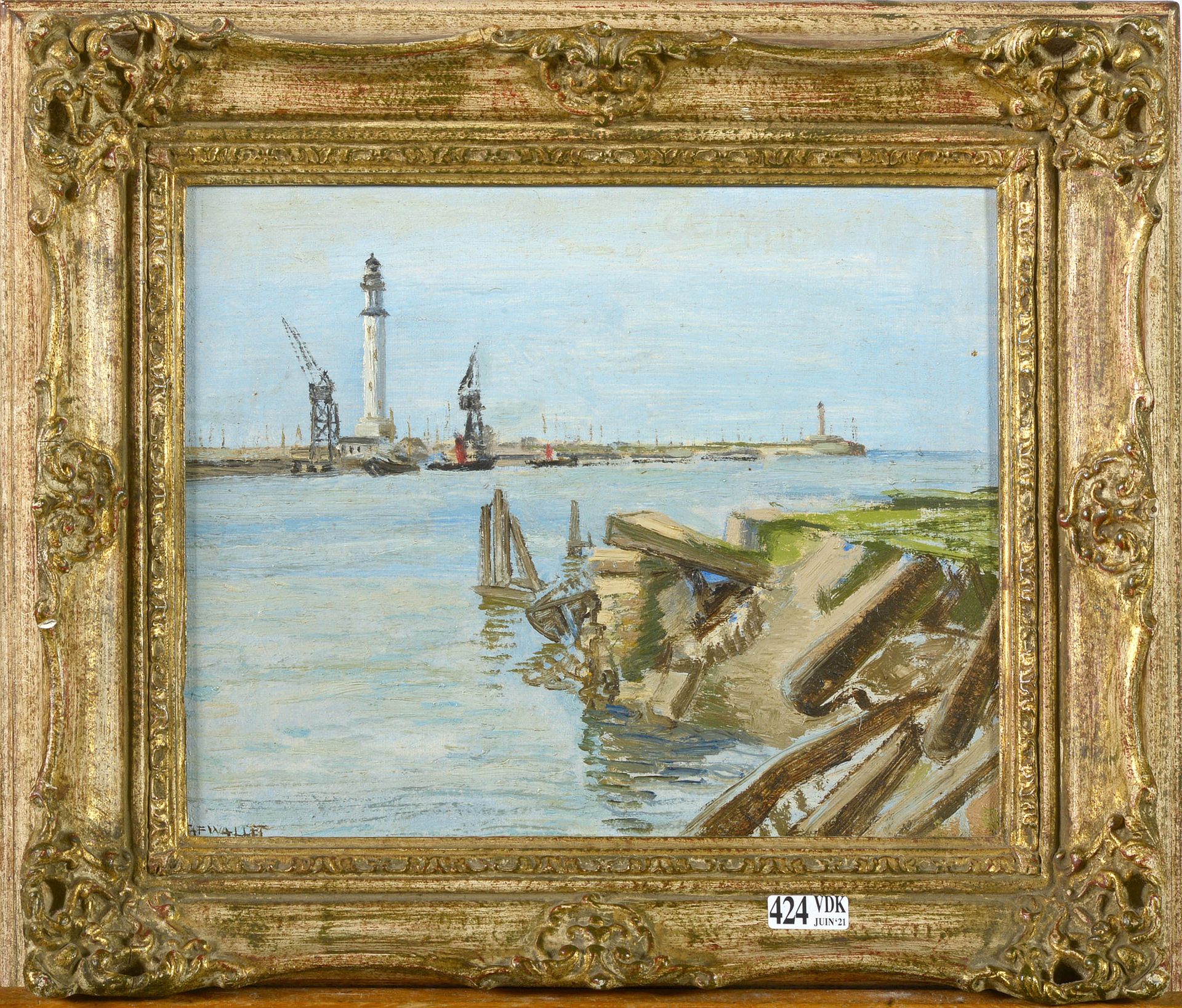 WALLET Taf (1902 - 2001) Huile sur toile "Dunkerque". Signé en bas à gauche Taf &hellip;