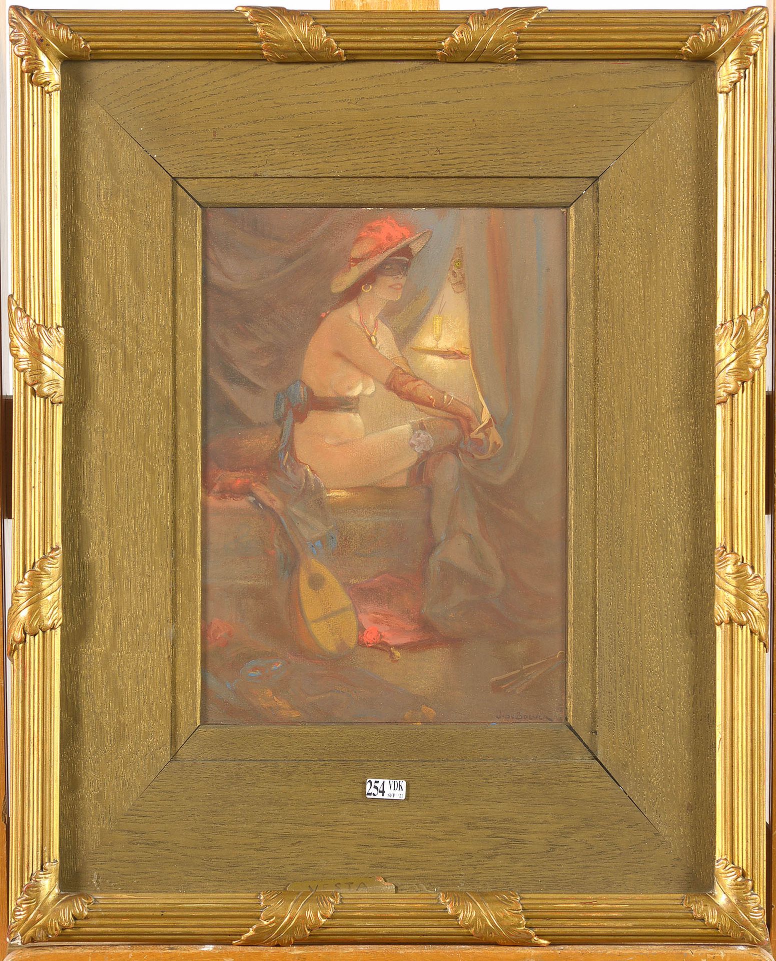 DE BOEVER Jan Frans (1872 - 1949) "Vesta" gouache sur papier collé en plein sur &hellip;