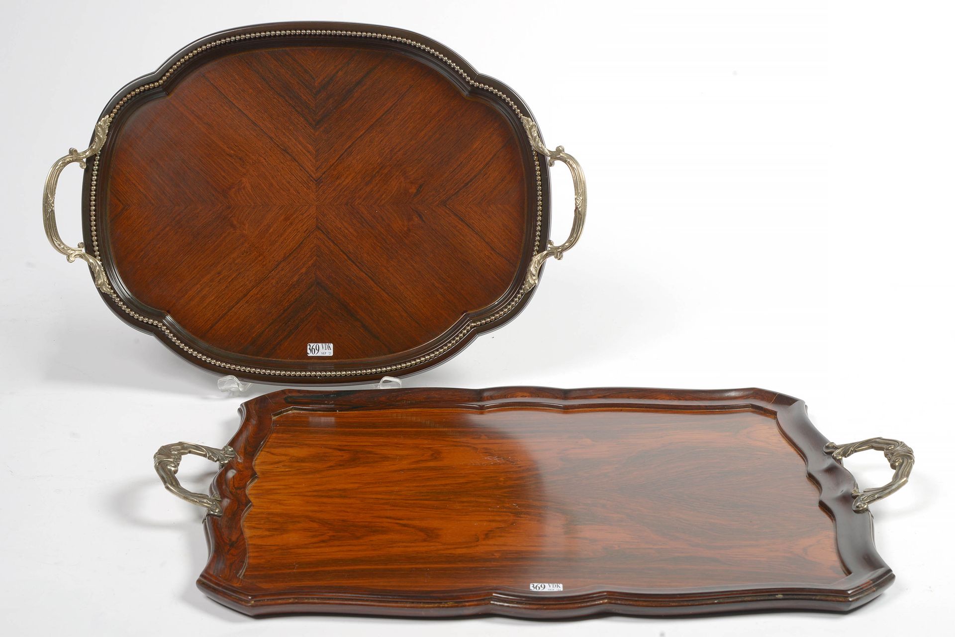 Null Set of two trays: one rectangular and one oval in rosewood and Macassar ebo&hellip;