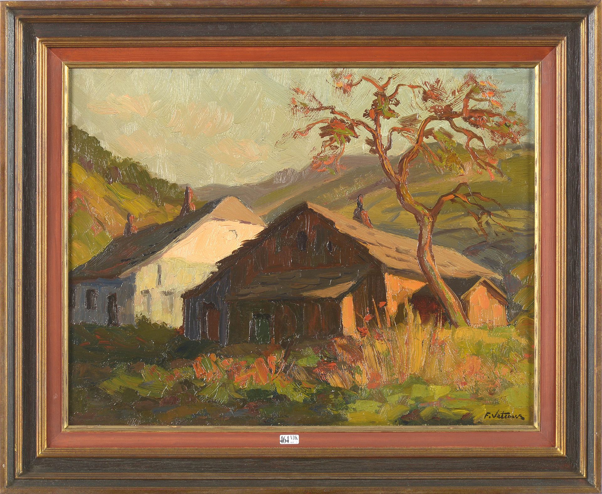 VETCOUR Fernand (1908 - 2001) Oil on canvas "Evening at the Gleize". Signed lowe&hellip;