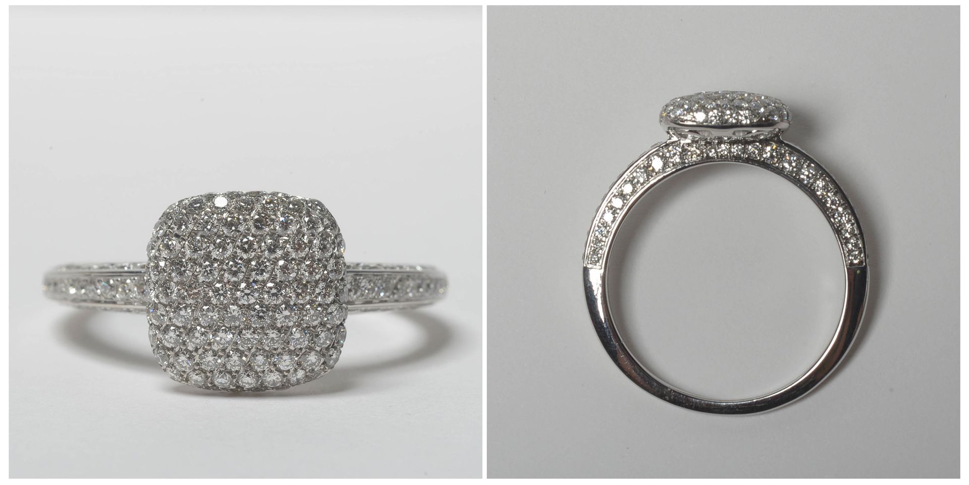 Null 18K白金戒指，镶嵌总重+/-0.80克拉的明亮式切割钻石（颜色：D-E-F；净度：VVS）。手指（公制）：58-59。总重量: +/-5gr.