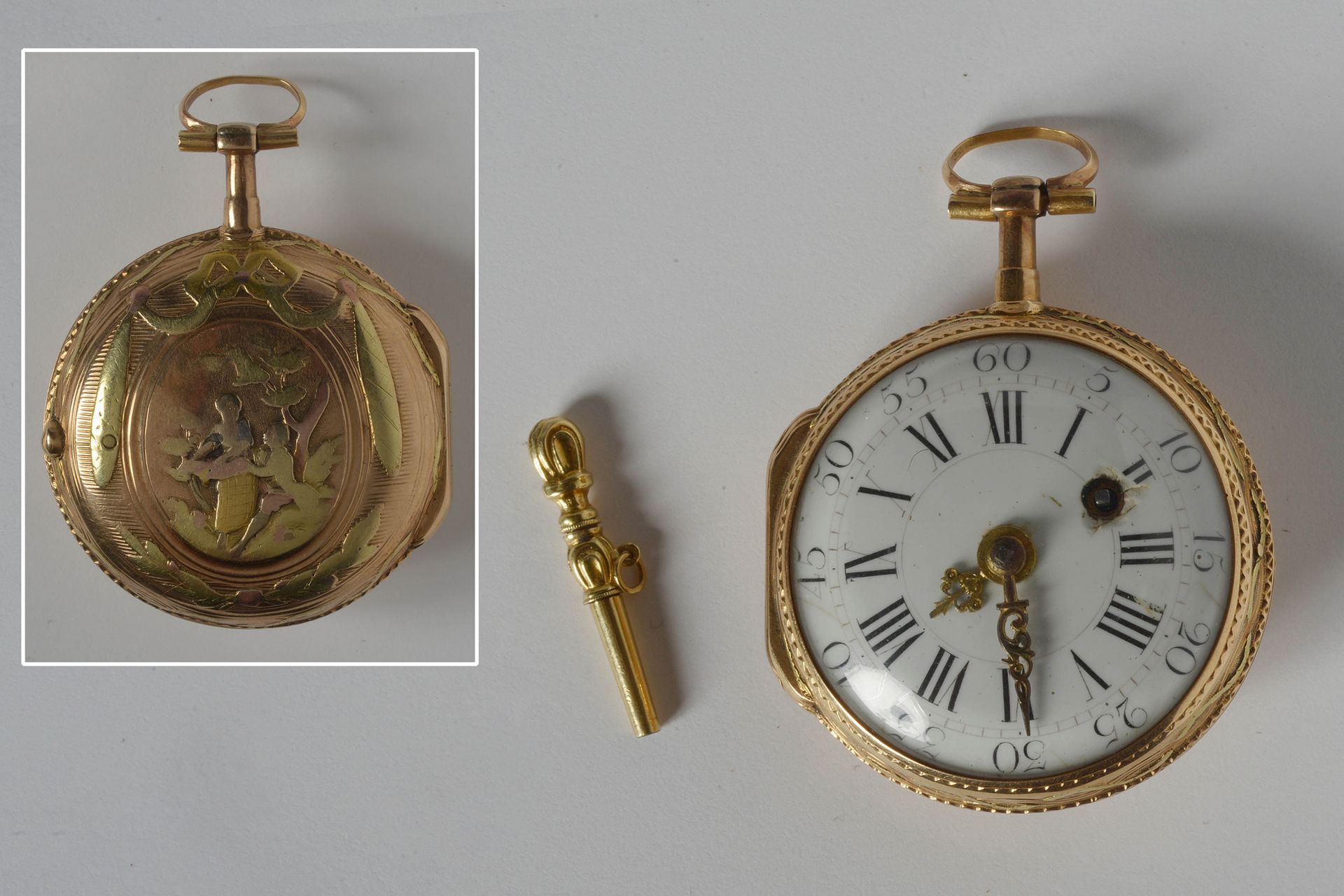 Null Pocket watch in 18K yellow gold. Movement signed Du Tertre in Paris. Period&hellip;