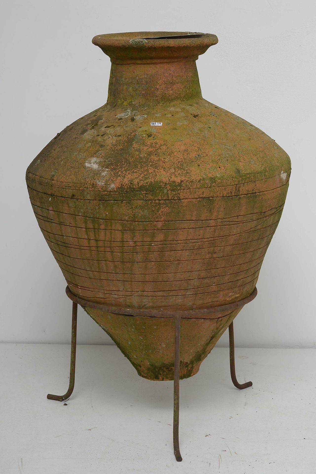 Null Large orange terracotta amphora with a pear-shaped body decorated with holl&hellip;
