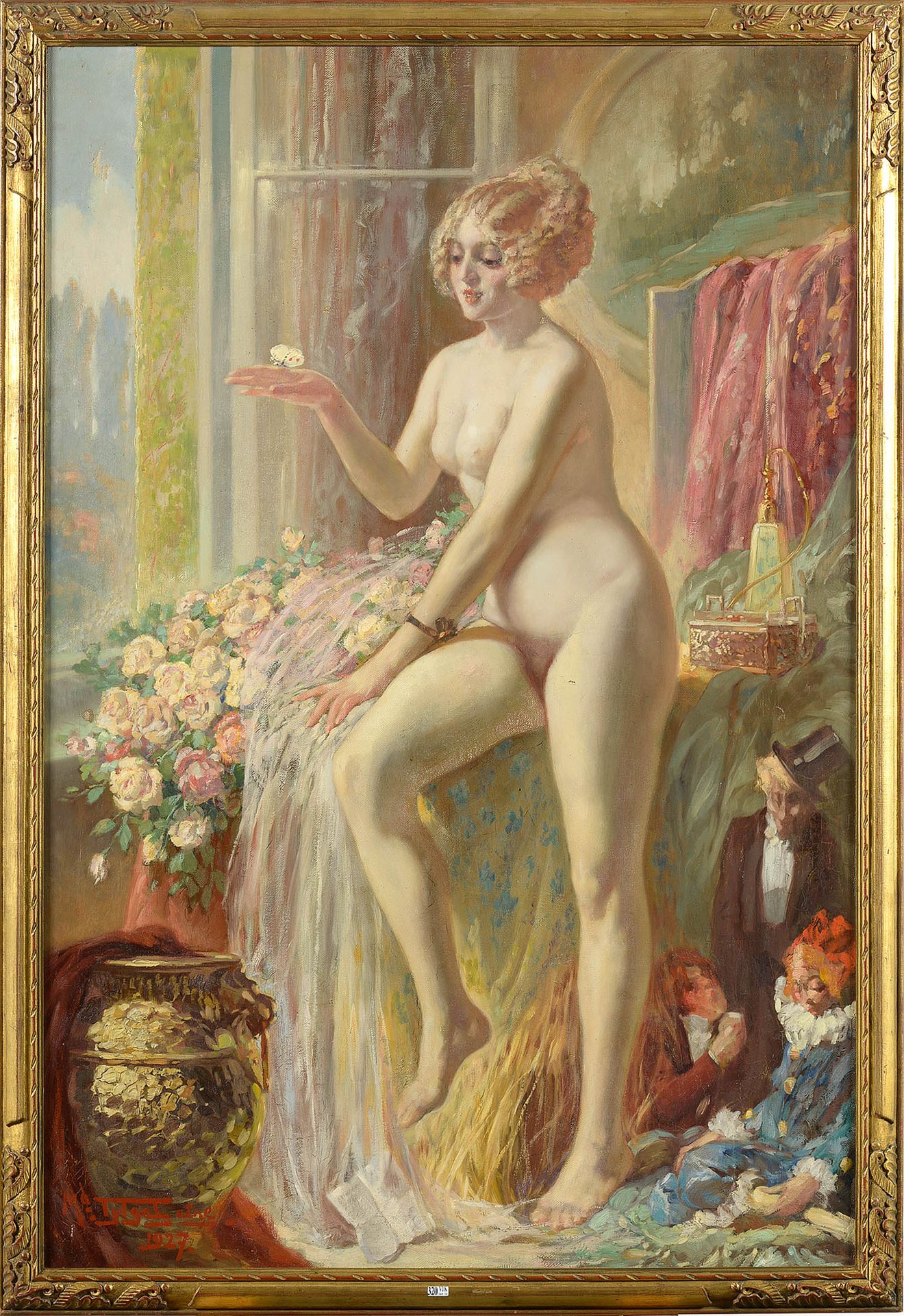TYTGAT Médard (1871 - 1948) 布面油画《浮华》。左下角署名：Md.茨茨格特老人，日期为1927年。比利时的学校。在背面看到一个展览标签&hellip;