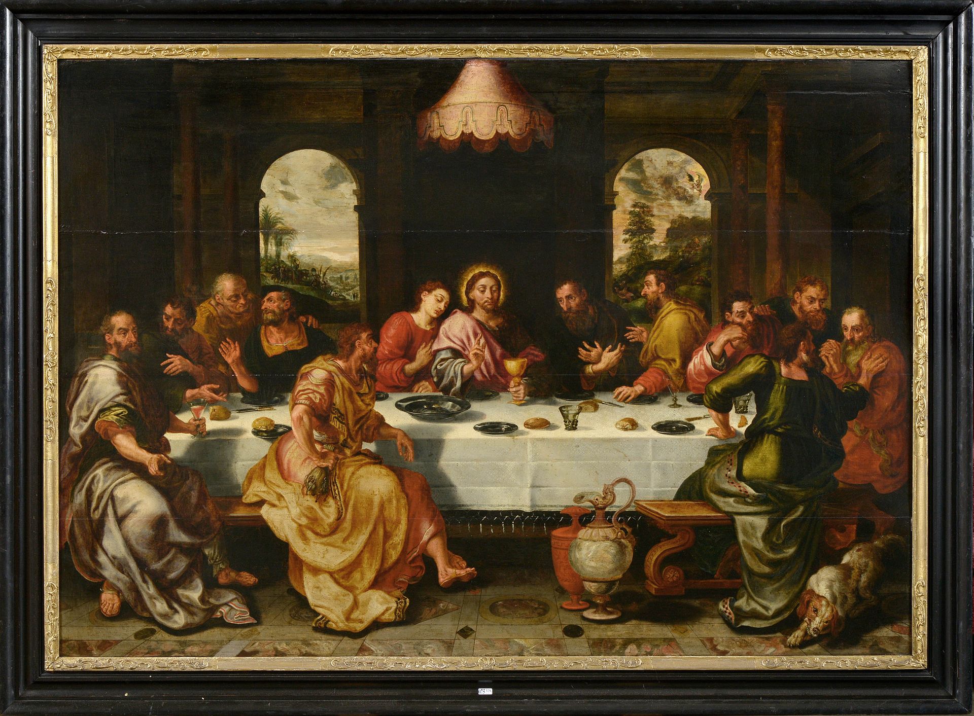 DE VOS Maarten (1532 - 1603). Attribué à. 强化橡木板上的油画《最后的晚餐》。归功于马腾-德-沃斯。佛兰德学校。年代：1&hellip;