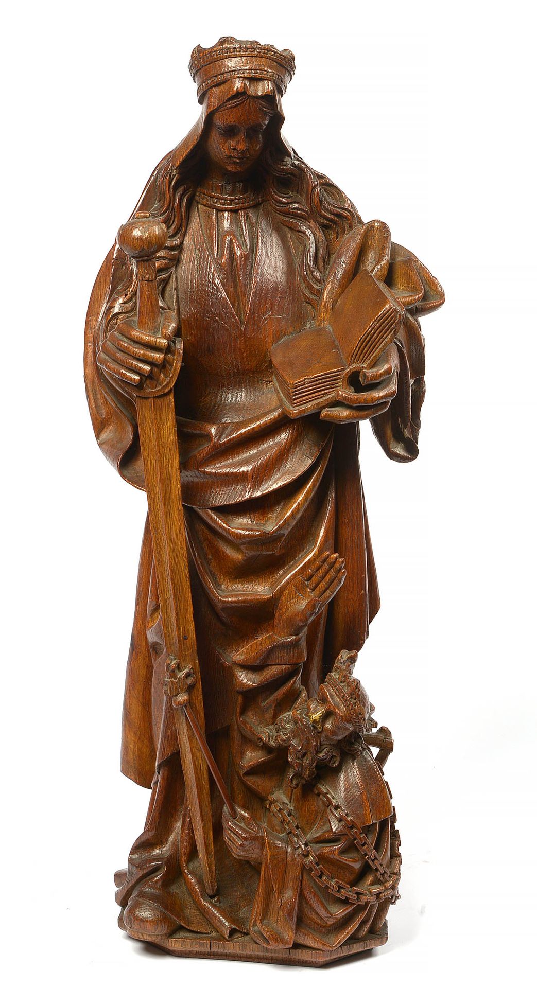 Null "Sainte Catherine d'Alexandrie" en chêne sculpté. Epoque: début XVIème. Voi&hellip;
