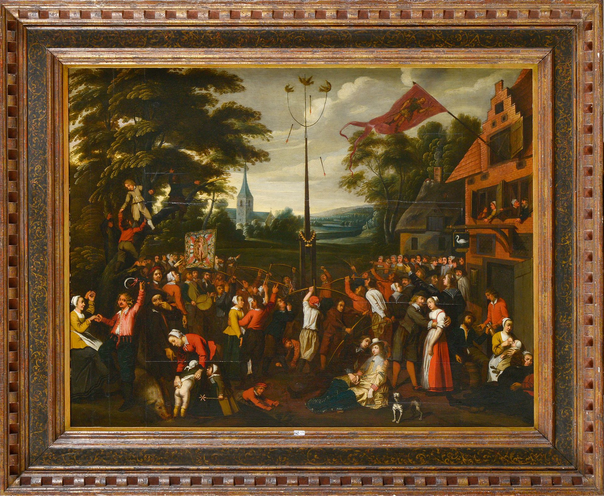 VAN HELMONT Mattheus (1623 - 1679). Entourage de. Olio su pannello di quercia co&hellip;