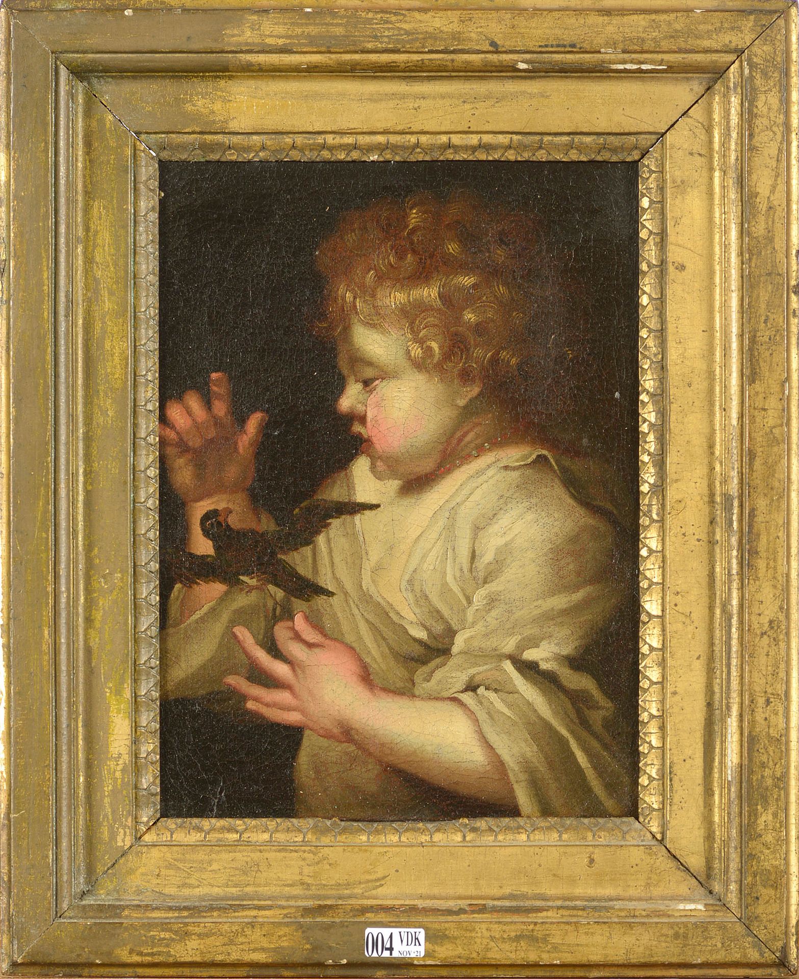 RUBENS Pierre Paul (1577 - 1640). D'après. 布面油画《带鸟的孩子》。在Peter Paul Rubens之后。佛兰德学&hellip;