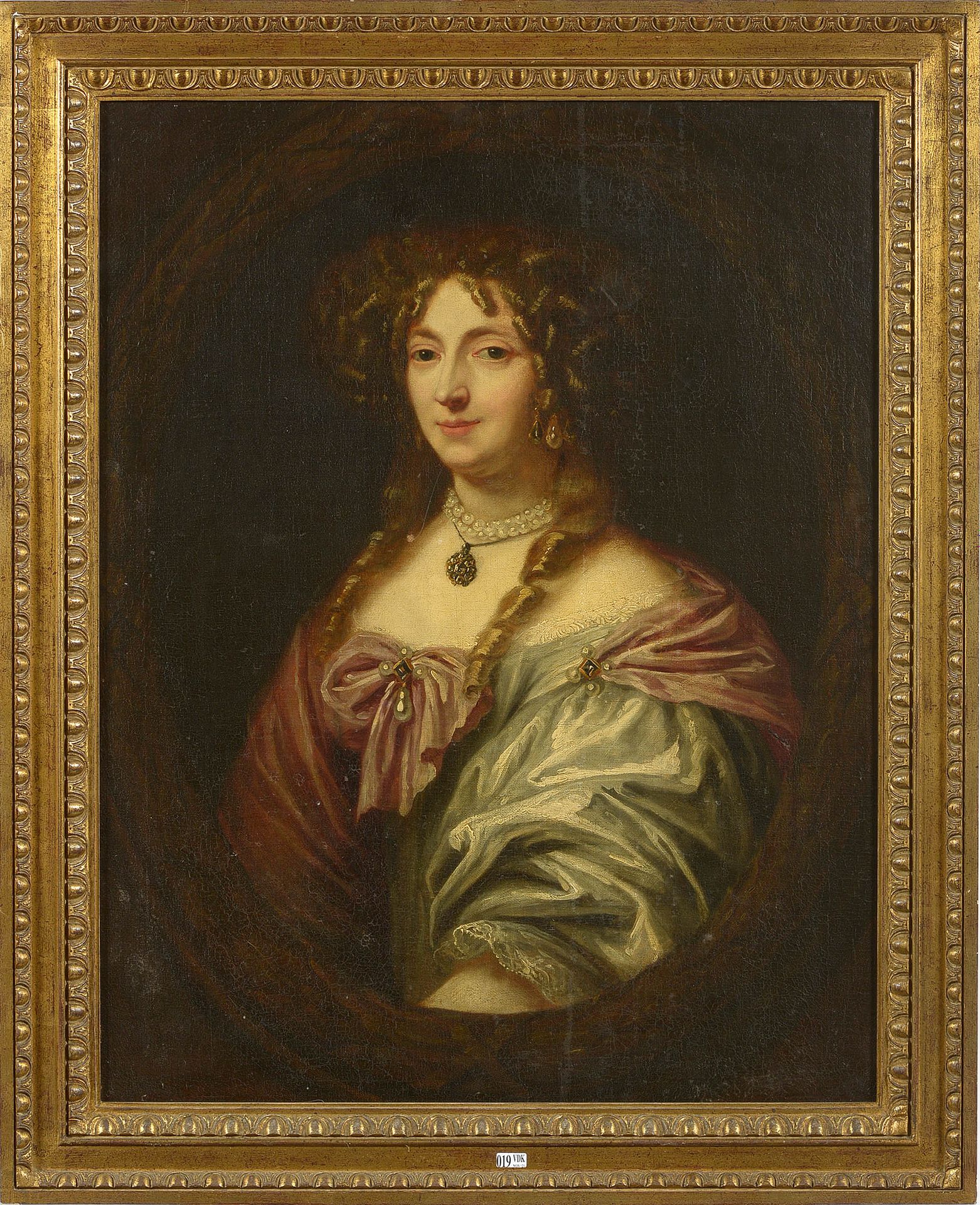 LELY Peter (1618 - 1680). Entourage de. 镶嵌在画布上的油画《优质女士的肖像》。围绕着彼得-莱利。英国学校。年代：17世纪&hellip;