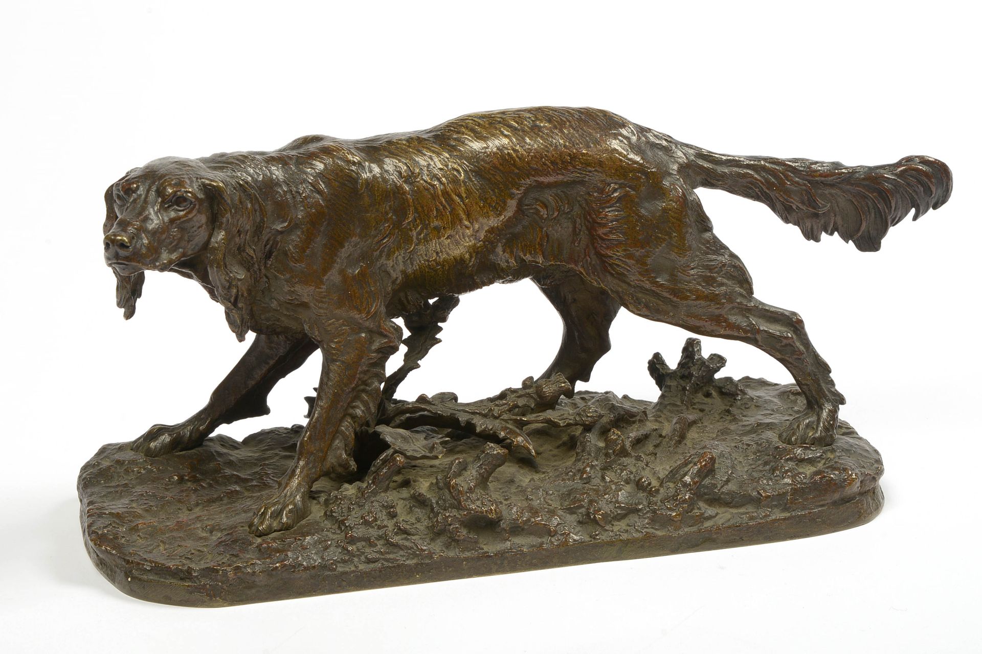 MÊNE Pierre-Jules (1810 - 1879) "El perro de caza" en bronce con pátina marrón. &hellip;