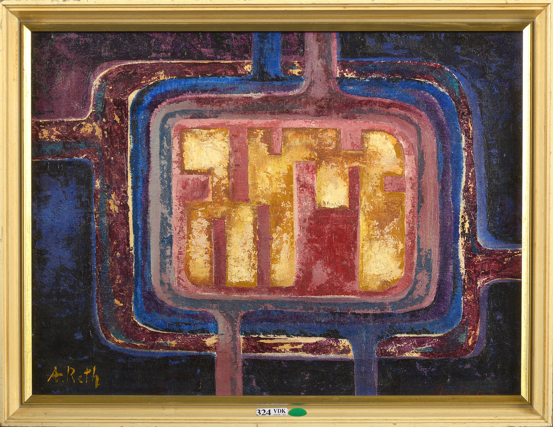 RETH Alfred (1884 - 1966) 画布上的油彩和沙子 "构图--Arnlea 0677 (?)"。左下角署名：A.Reth。法国-匈牙利学校。&hellip;