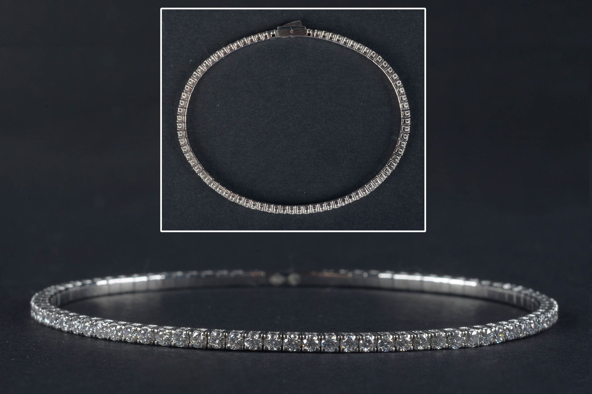 Null Bracelet en or blanc 18 carats serti de diamants taille brillant pour un to&hellip;