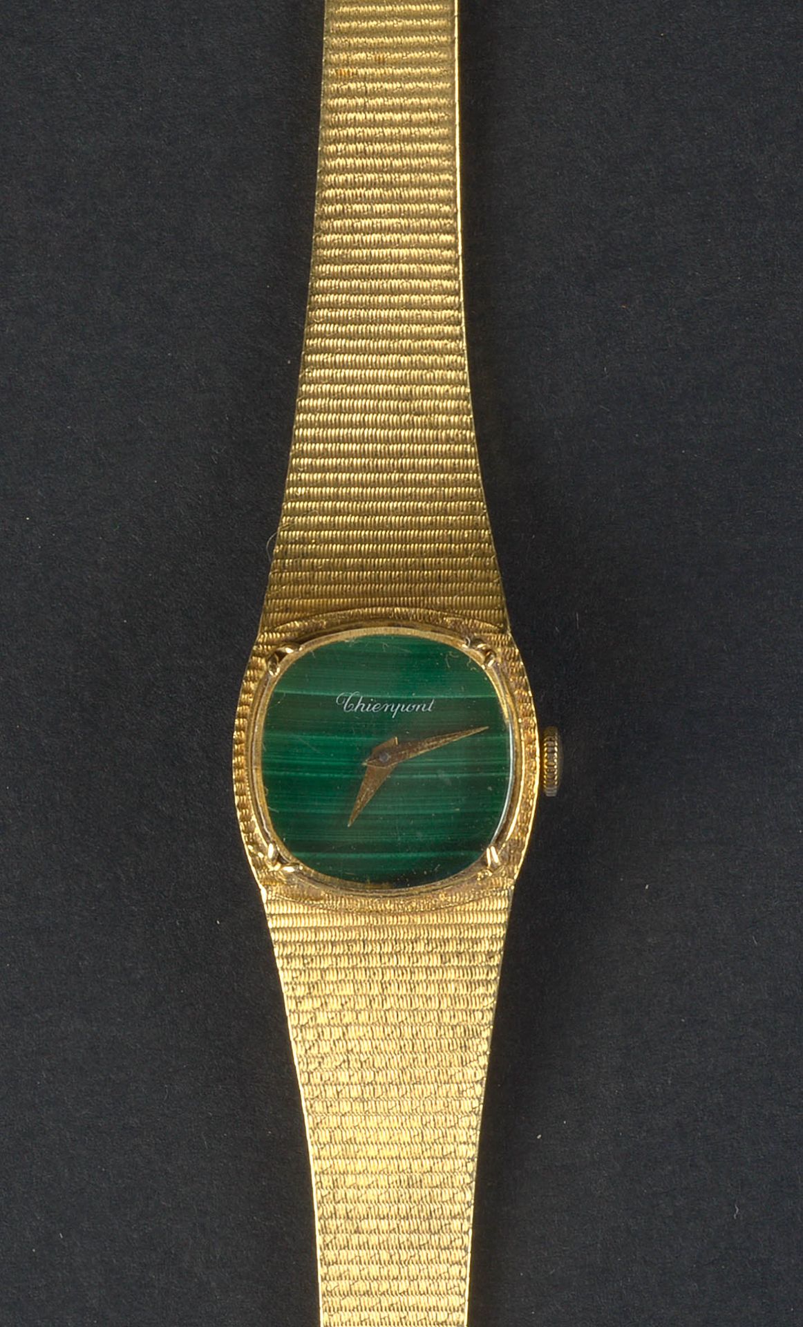 Null Ladies' watch in 18K yellow gold, Chienpont brand. Malachite dial. Mechanic&hellip;