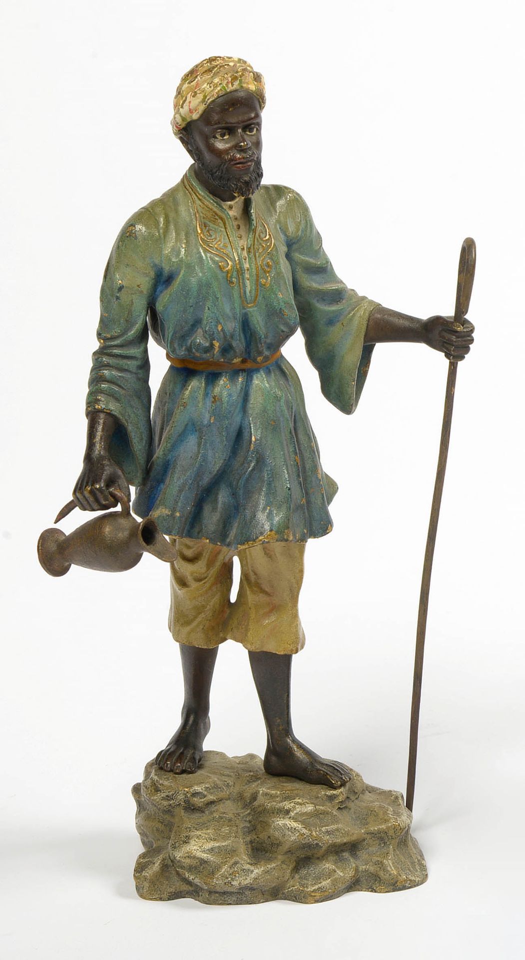 BERGMANN Franz (1861 - 1936) "The water carrier" in cold painted bronze from Vie&hellip;