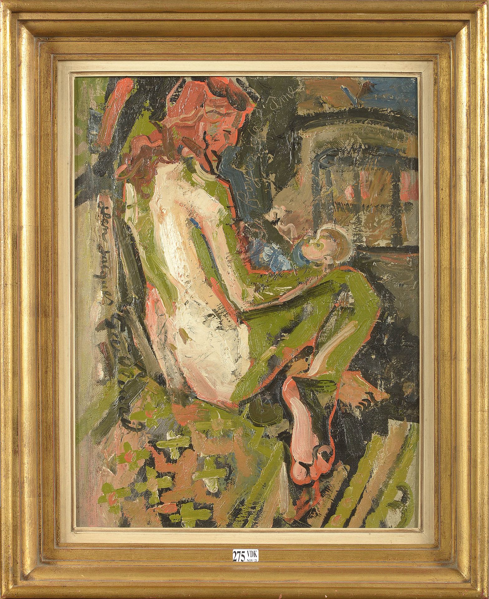 GAILLIARD Jean Jacques (1890 - 1976) 镶嵌在画板上的油画《孕妇》。左侧有Jean Jacques Gailliard的签名，&hellip;