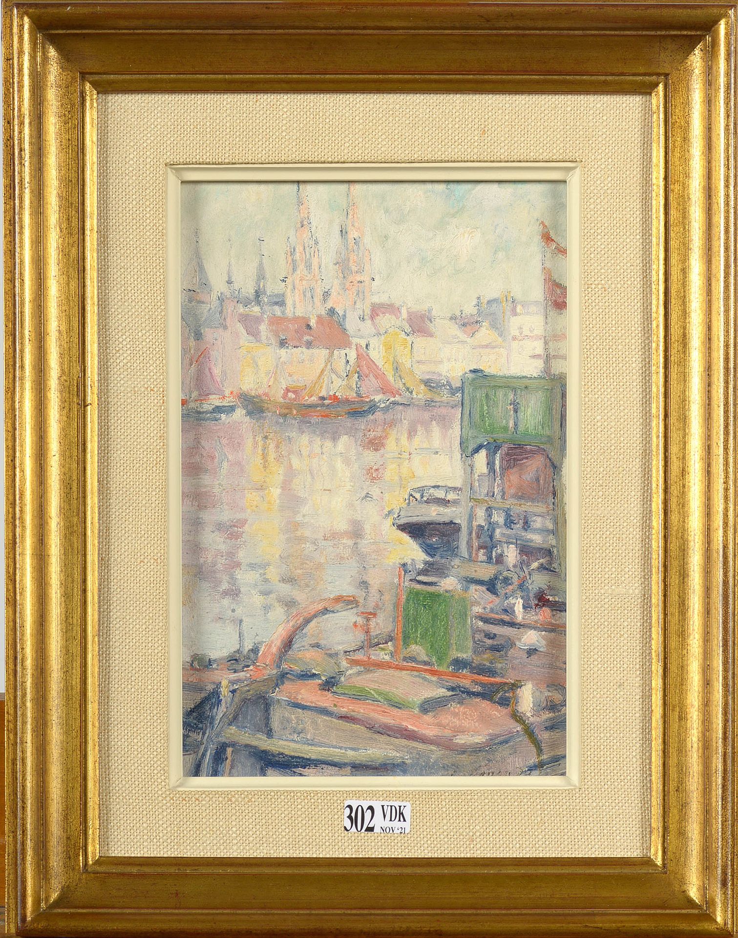 STIENON du PRE Caroline (1883 - 1979) Huile sur carton "Ostende". Signé en bas à&hellip;