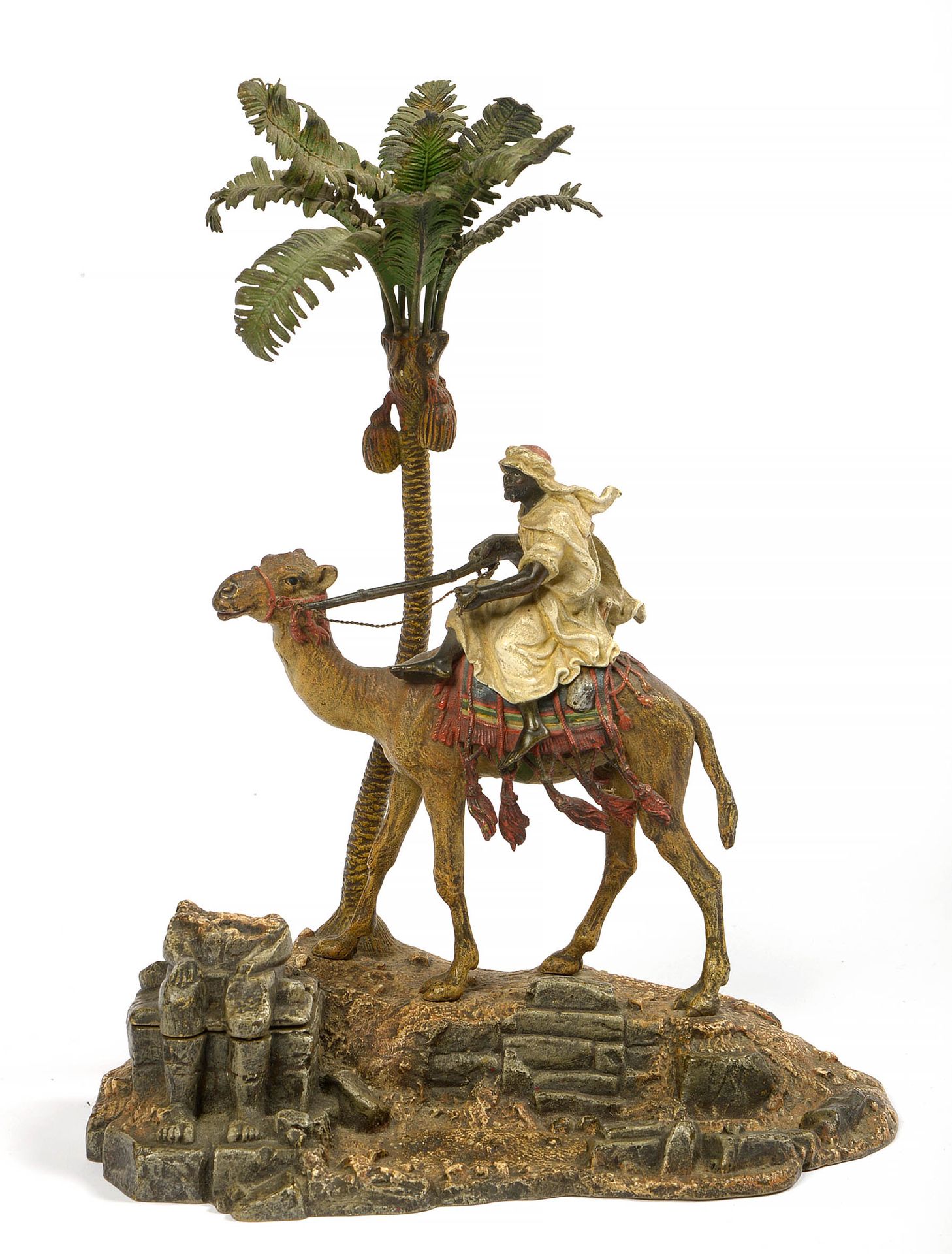 BERGMANN Franz (1861 - 1936), GESCHUTZT (XIXème - XXème) 一个维也纳的青铜墨斗，描绘了一个 "骑着单峰驼&hellip;