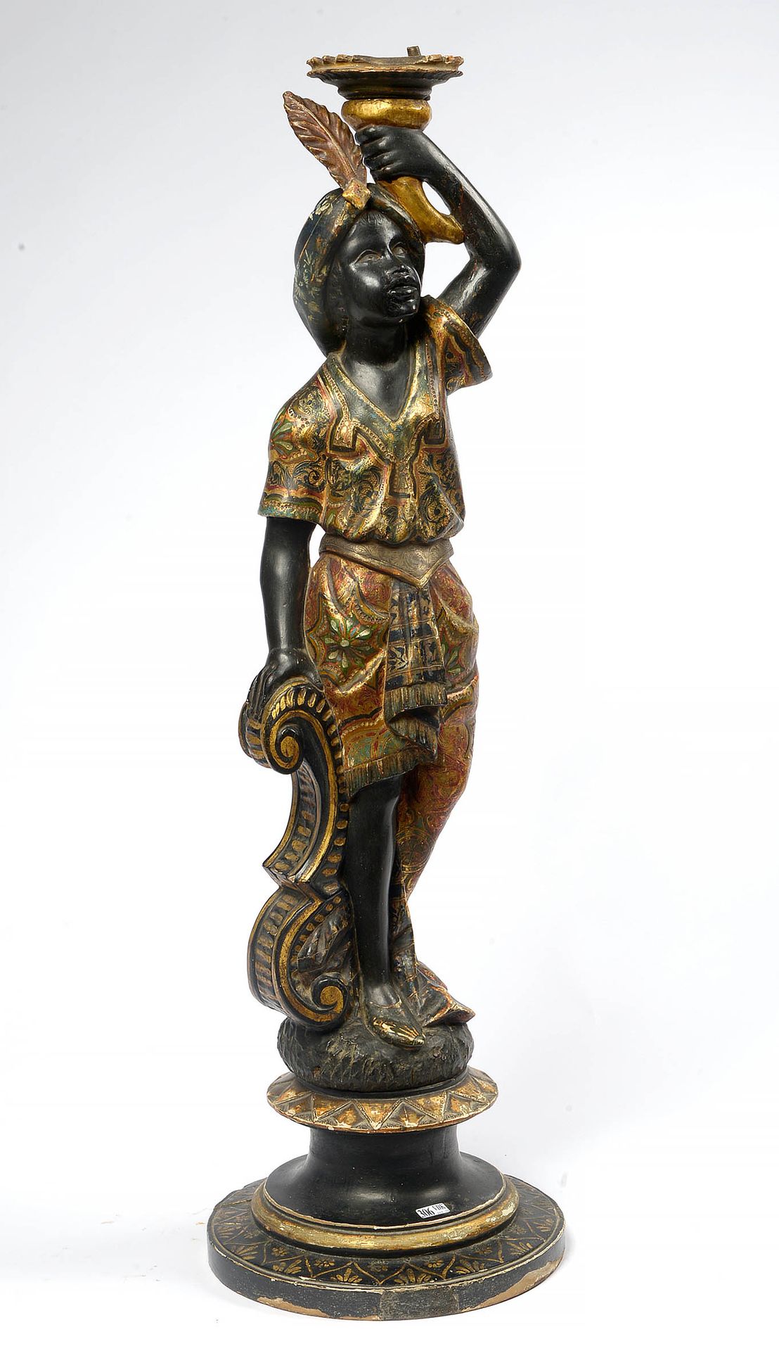 Null "Nubian" carved wood and gilded torch holder. Italian work, Venice. Period:&hellip;